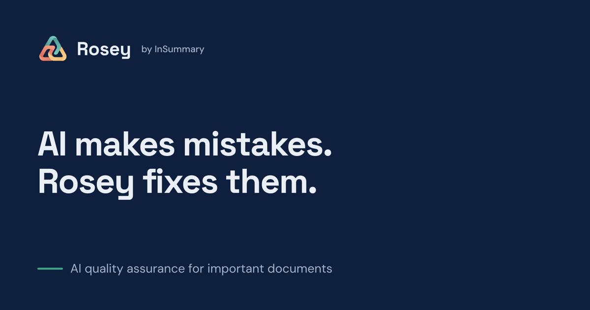 Screenshot of Rosey, Independent AI review that catches the errors a drafting model misses